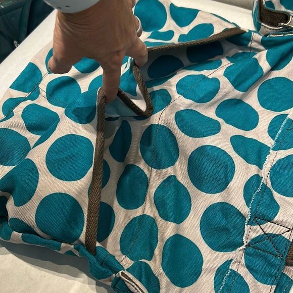 thirty-one Retro Metro Foldover Crossbody Shoulder Bag Purse Tote Teal Mod Dot - Picture 5 of 7